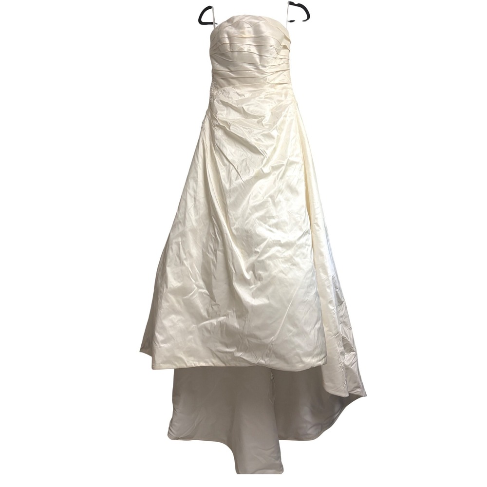 Alfred Sung 5177 Strapless Ruched Wedding Dress Ivory Gown Embroidered Size 8